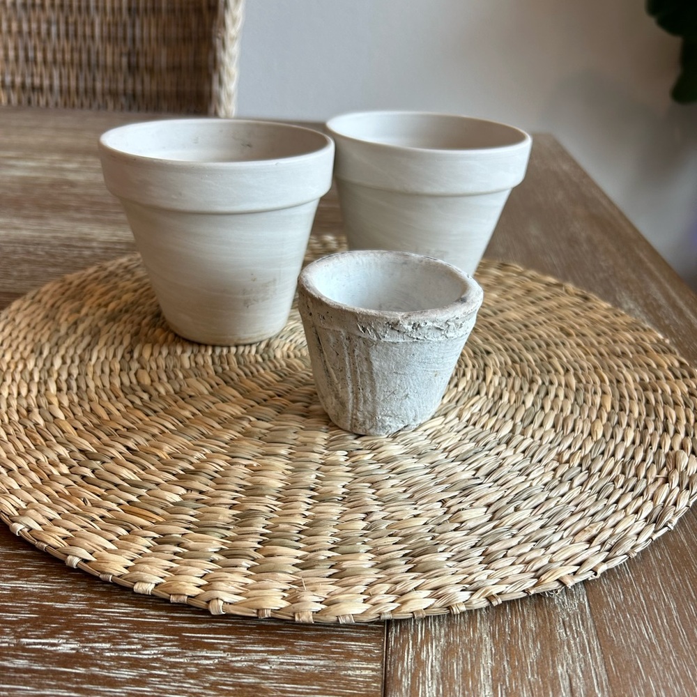 Trio of Neutral Artisan Pots From Laguna Beach